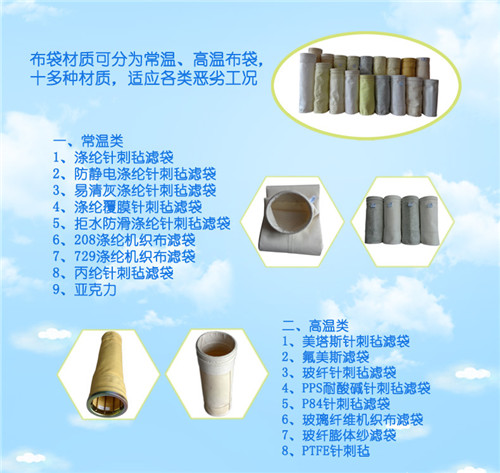 除尘布袋厂家介绍涤纶针刺毡布袋使用工况
